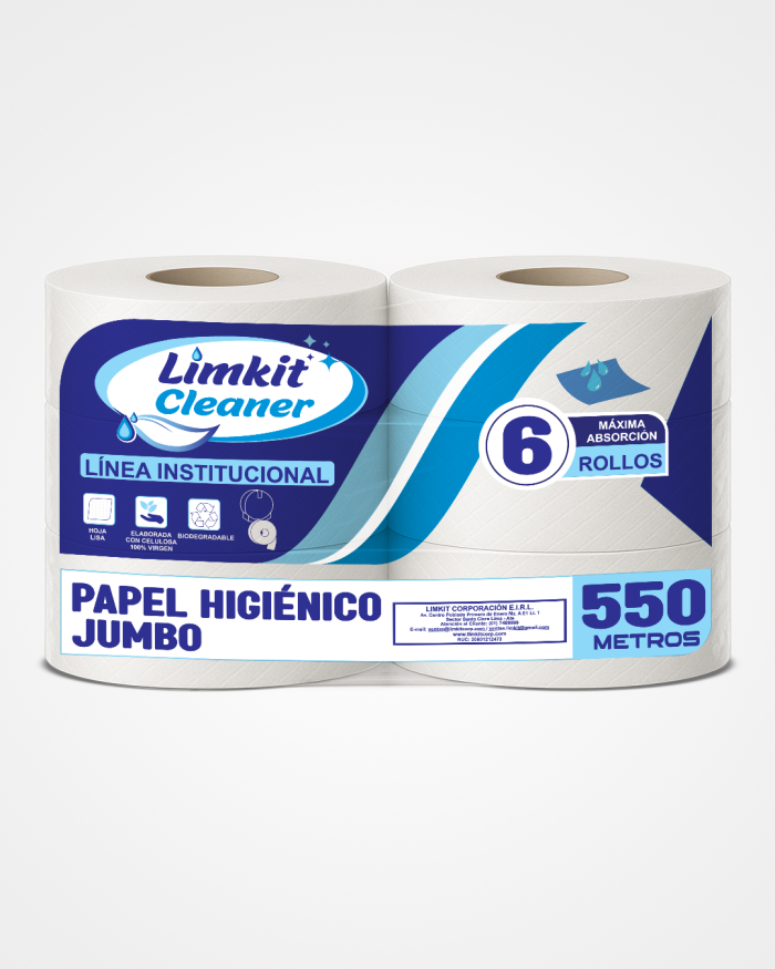 Papel Higiénico Jumbo 550 MTS